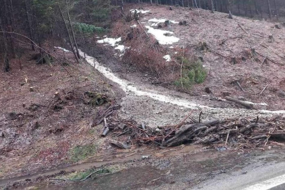V OBRAZOCH: Zosuv pôdy na cestu z Donovál