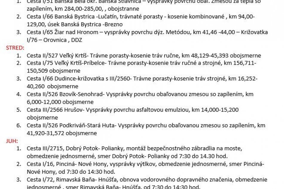Práce cestárov v Banskobystrickom kraji - 14.5.2024