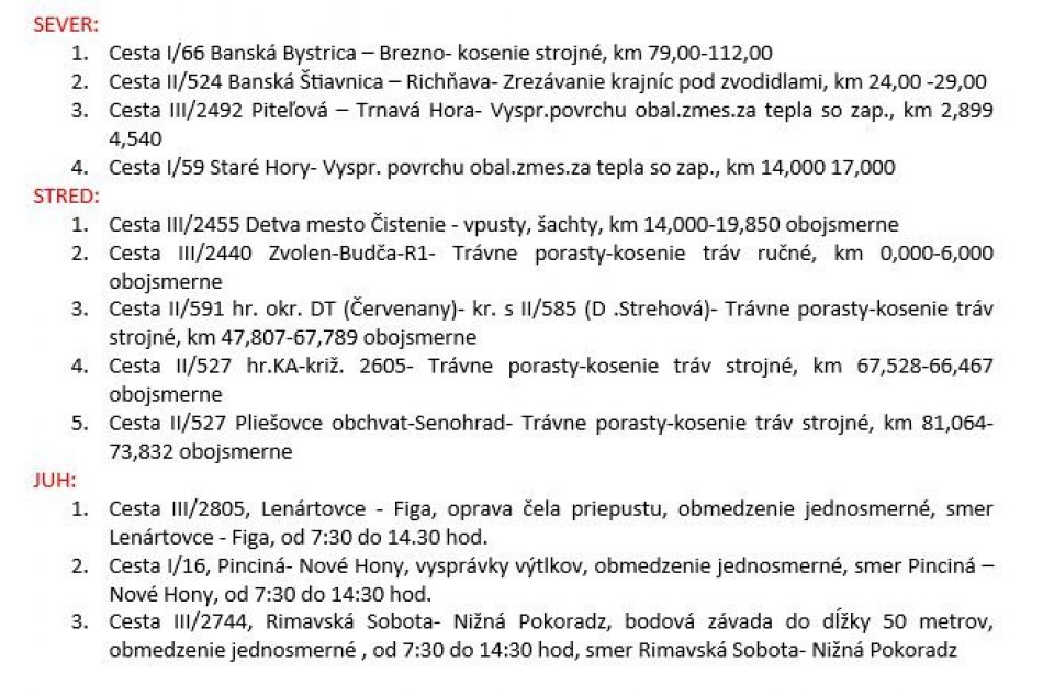 Práce cestárov v Banskobystrickom kraji - 22.5.2024