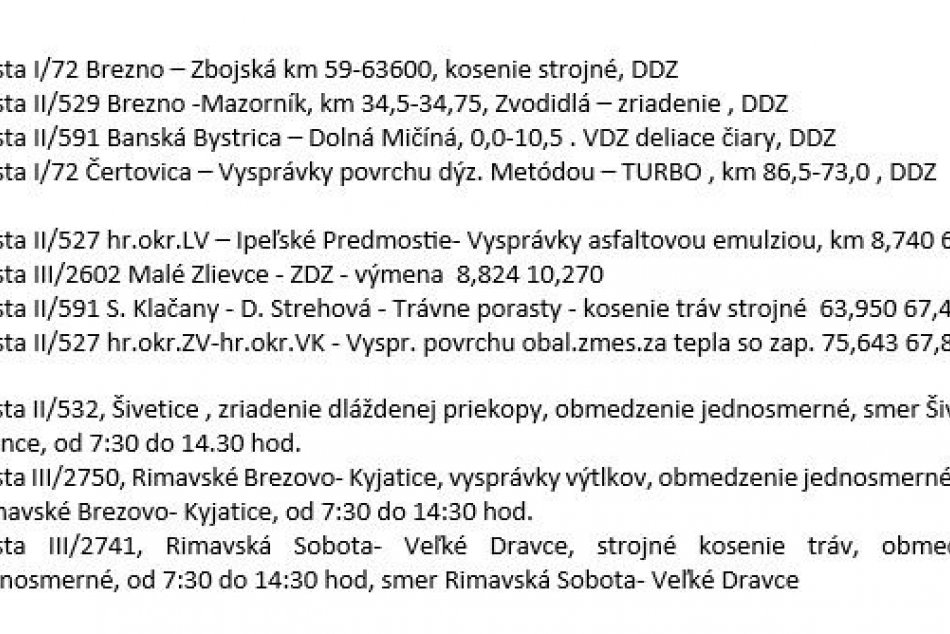 Práce cestárov v Banskobystrickom kraji - 6.6.2024