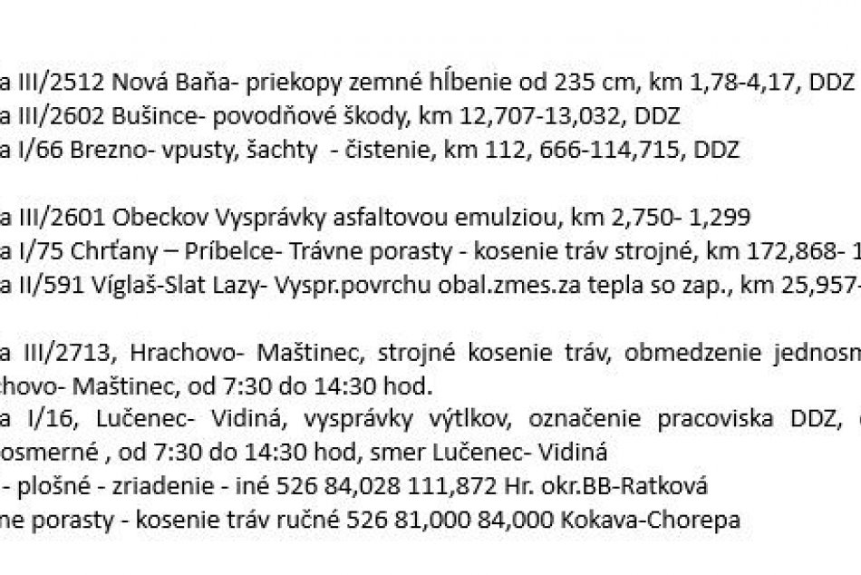 Práce cestárov v Banskobystrickom kraji - 14.6.2024