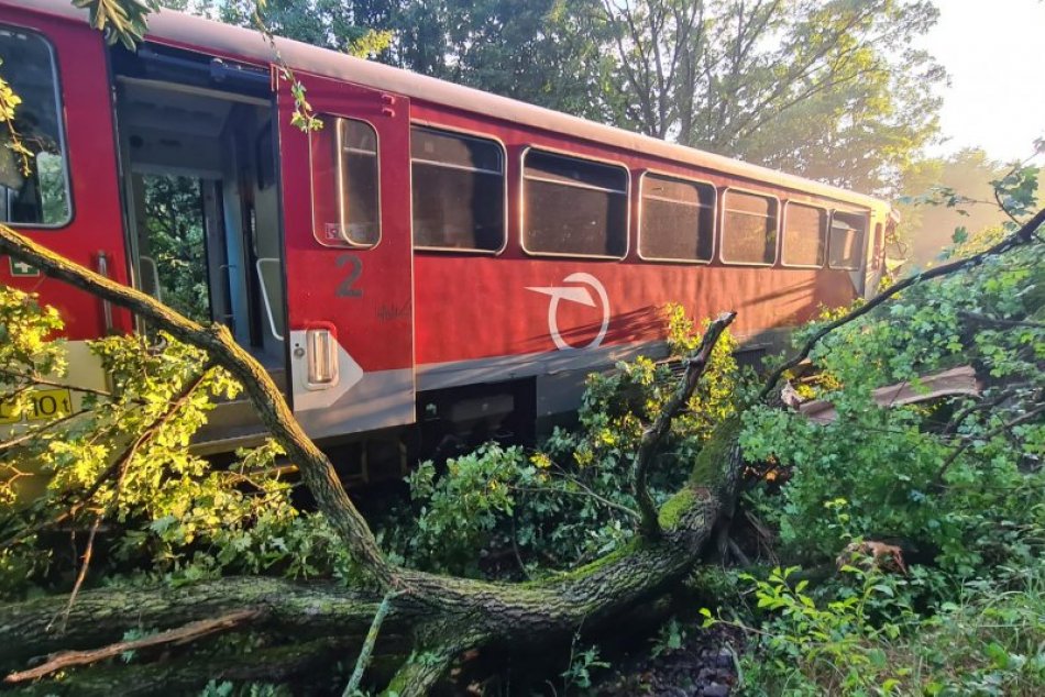 Počas búrky spadol strom na idúci vlak