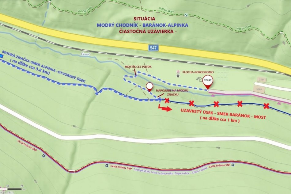 Modrý turistický chodník Baránok – Alpinka je čiastočne sprístupnený