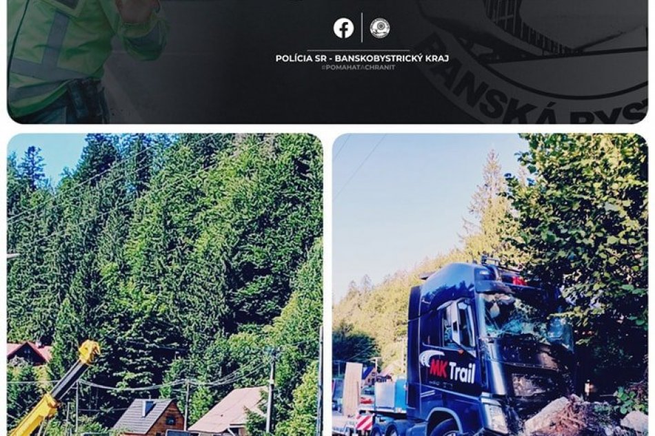 V OBRAZOCH: Cestu I/72 v obci Jarabá pre vyťahovanie kamióna obojsmerne uzavreli