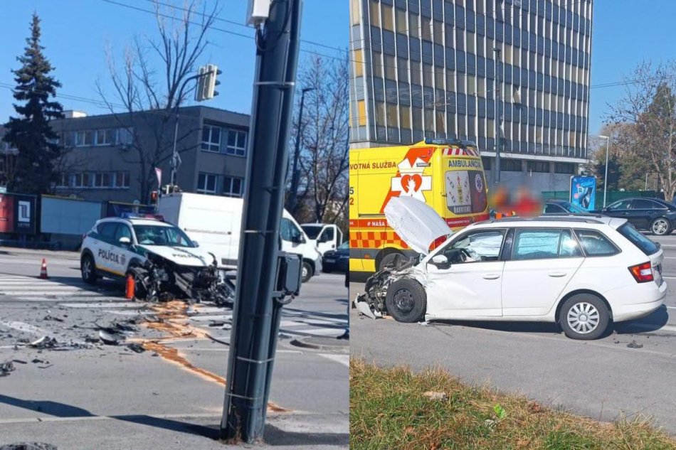 Nehoda policajného auta s osobným