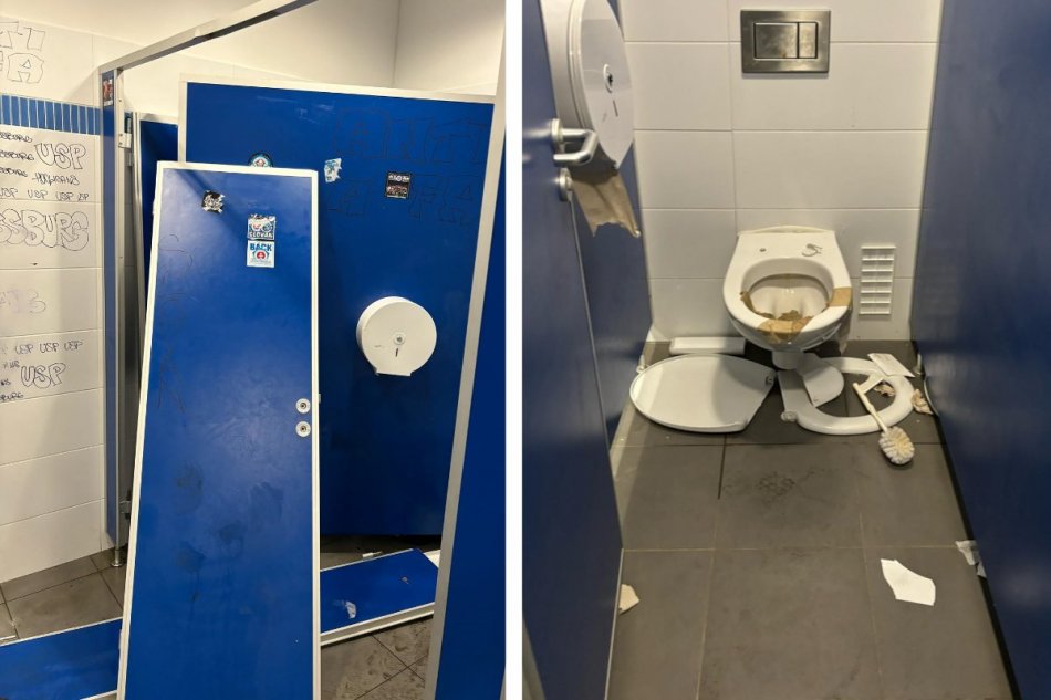 Fanúšikova Slovana zdemolovali záchody v sektore