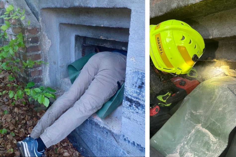 Chlapec liezol do bunkra, zasekol sa v strieľni