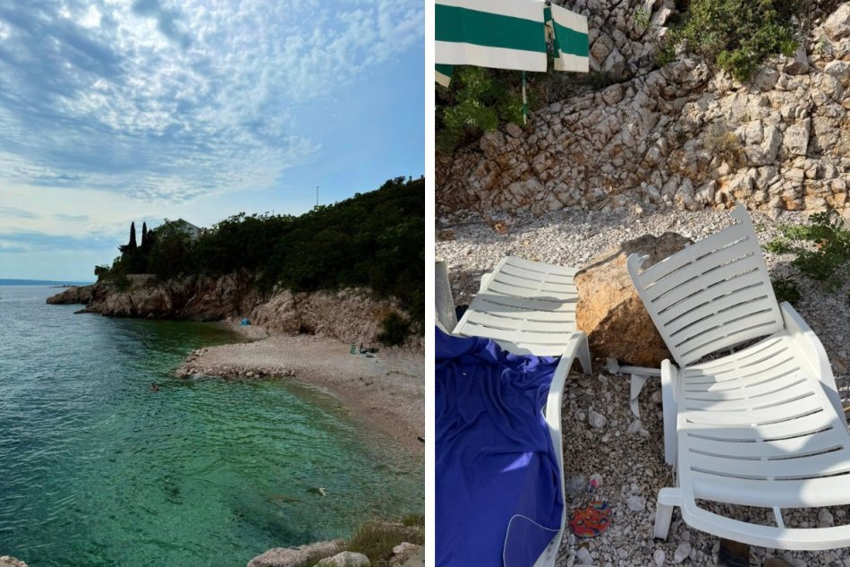 V Chorvátsku sa na plážové ležadlo zrútila obrovská skala