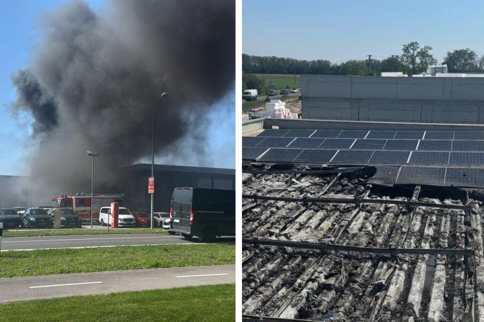 Požiar fotovoltiky na streche predajne áut