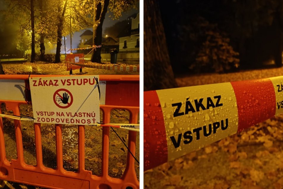 V OBRAZOCH: Mestský park obohnali pásky s nápismi zákaz vstupu