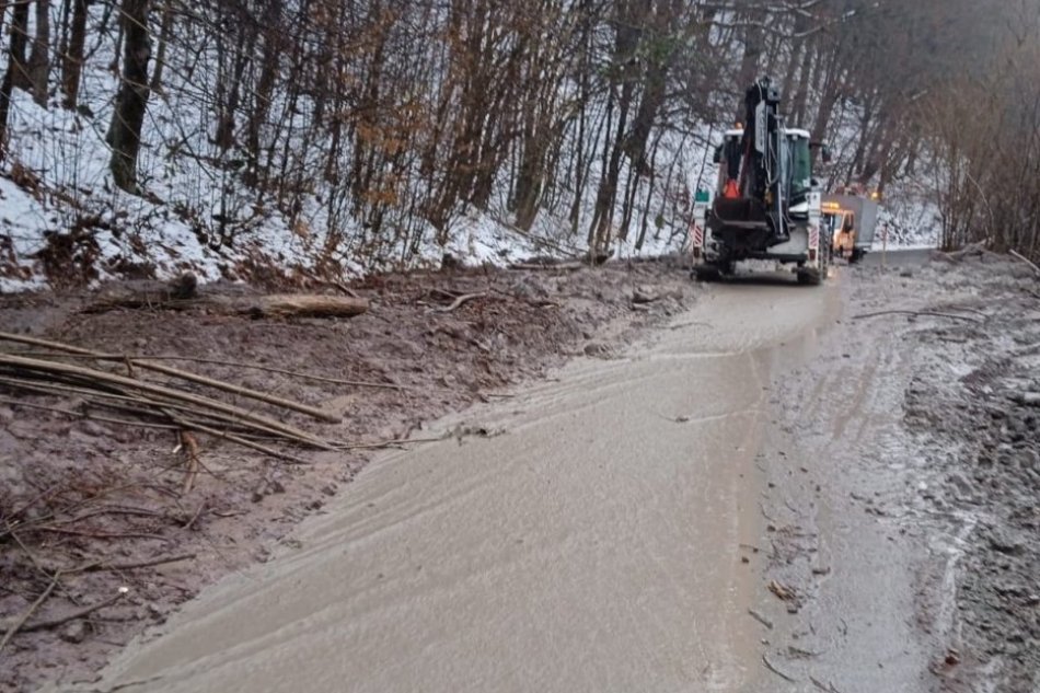V OBRAZOCH: Odstránenie zosuvu bahna a stromov pri obci Železná Breznica