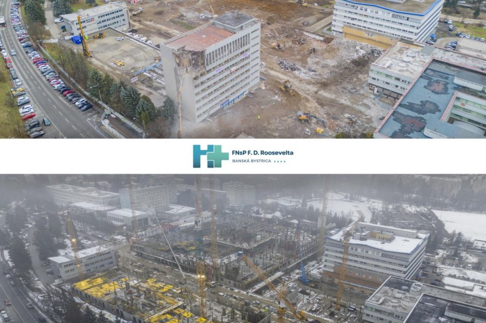 V OBRAZOCH: Výstavba banskobystrickej nemocnice v pred rokom a dnes