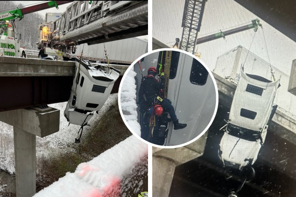 Kabína po nehode zostala visieť z mosta