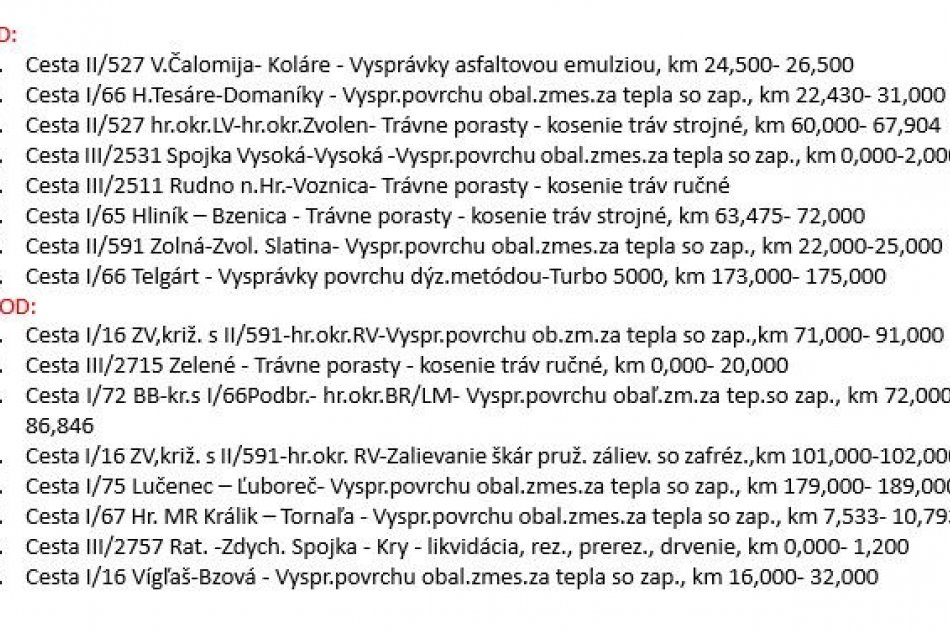 Práce cestárov v Banskobystrickom kraji - 2.6.2026