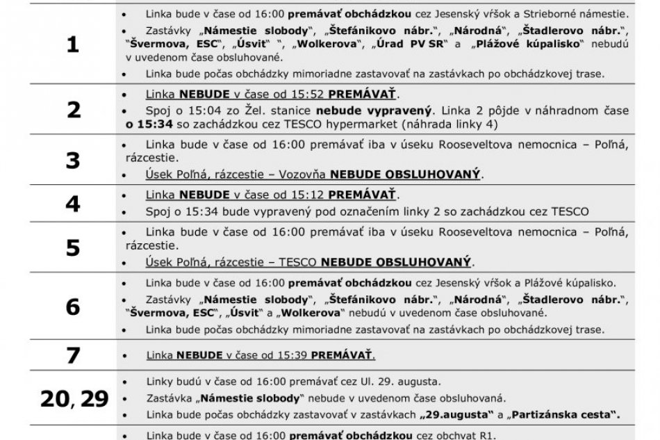 Obmedzenia MHD počas Banskobystrického maratónu