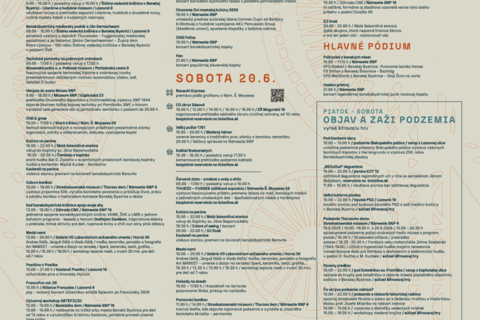 Program Dní mestskej kultúry 2026