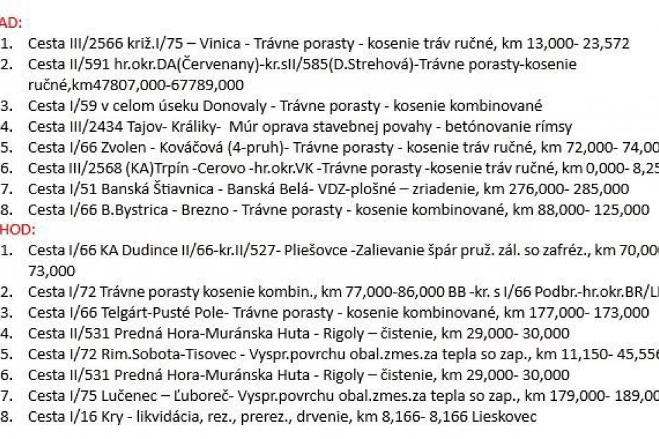 Práce cestárov v Banskobystrickom kraji - 25.6.2026