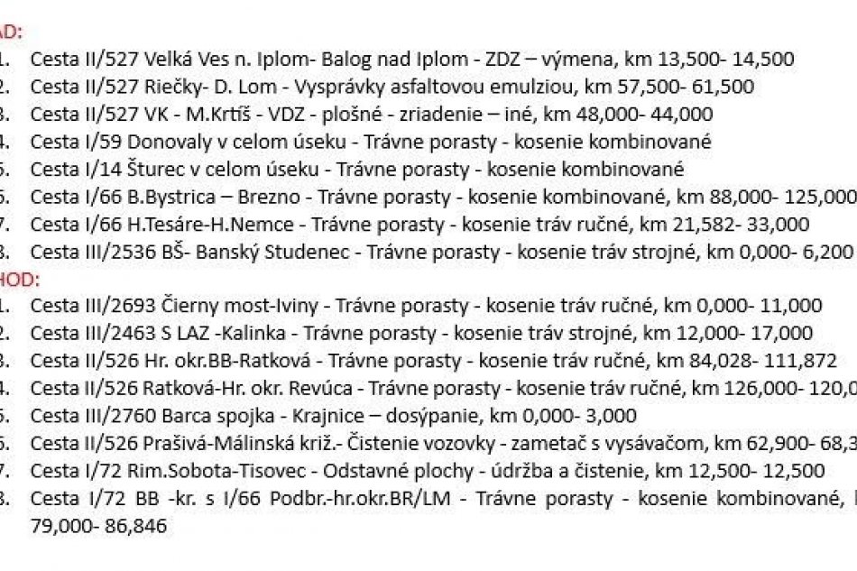 Práce cestárov v Banskobystrickom kraji - 30.6.2026