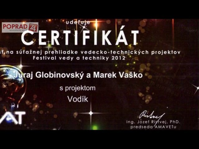 Popradských chlapcov upútala veda - získali celoslovenské ocenenie